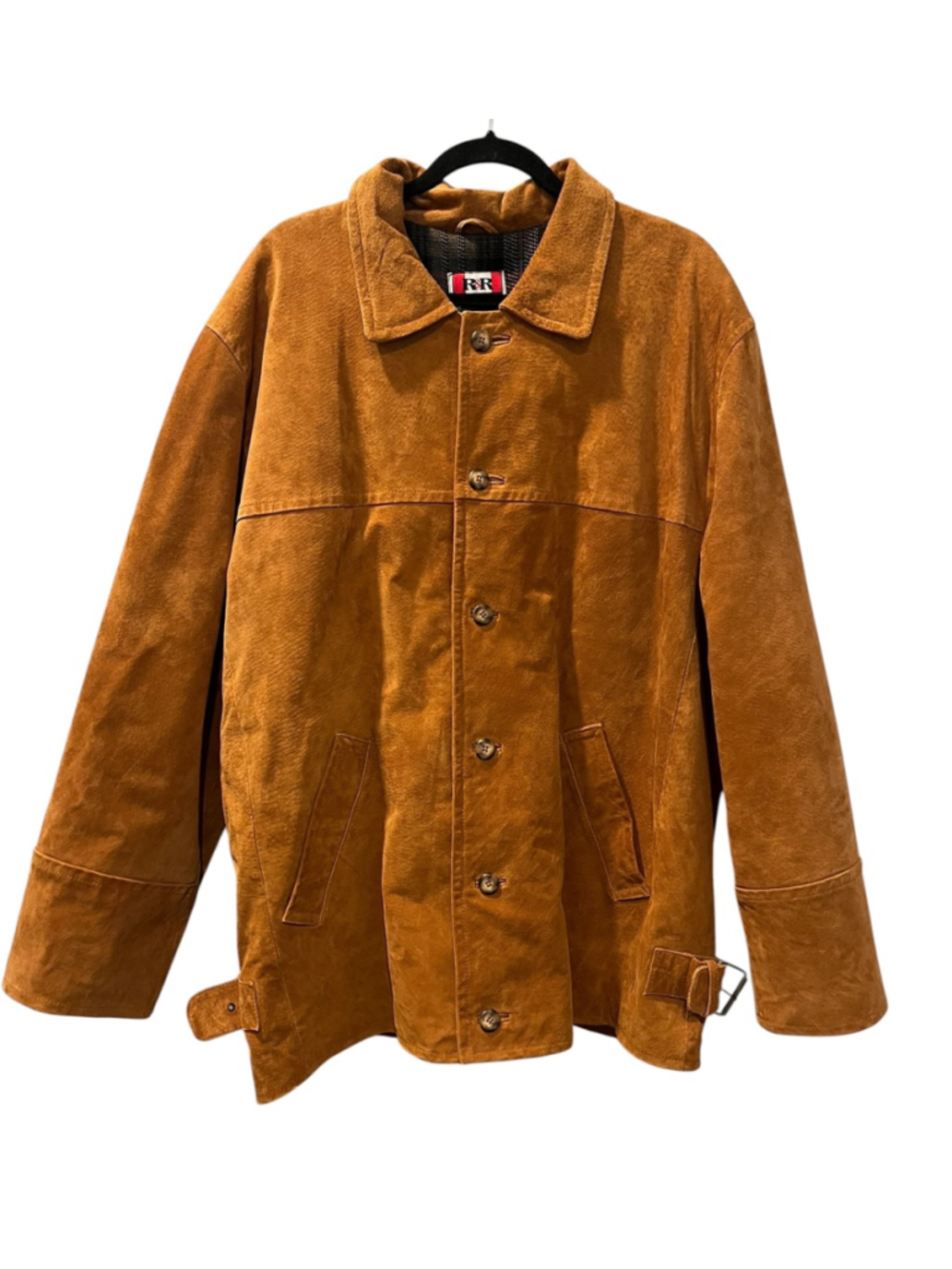 Vintage 90s Camel Brown Genuine Suede Leather Jacket Mens Large Retro Cowboy